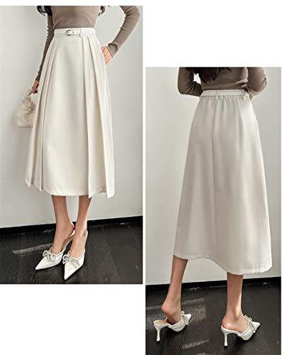 Jupe d'été décontractée pour femme, jupe plissée taille haute unie style EN8