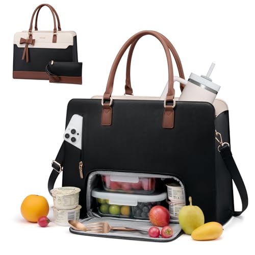 Image of LOVEVOOK Laptop Tote Bag for Women,Leather Work Bag with Tumbler Holder