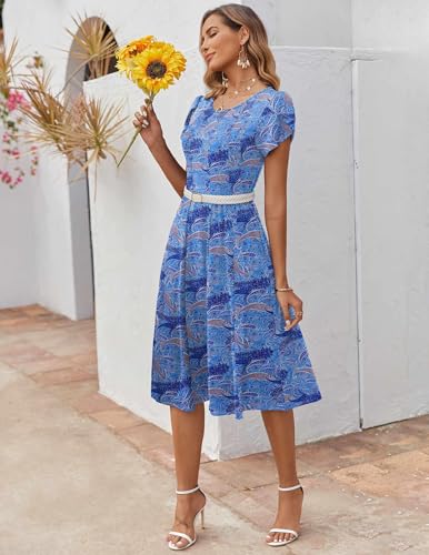 Image of ZEAGOO Womens Casual Dresses for Summer Short Sleeve Flare Midi Dress Loose Flowy Beach Sundress