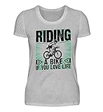 Photo Gallery riding a bike if you love life, maglietta da donna, grigio, xl Photo Gallery riding a bike if you love life, maglietta da donna, grigio, xl