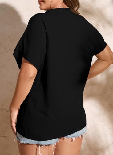 Eytino Womens Plus Size Summer Tops V Neck Short Sleeve Dressy Casual Blouse Work Shirts (1X-5X)2