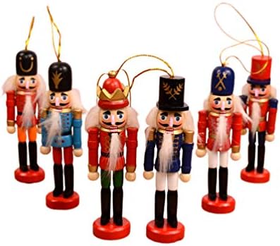 5er Set Nussknacker Weihnachtsdekoration 12cm - Rote & Silberne Glitzer Soldaten