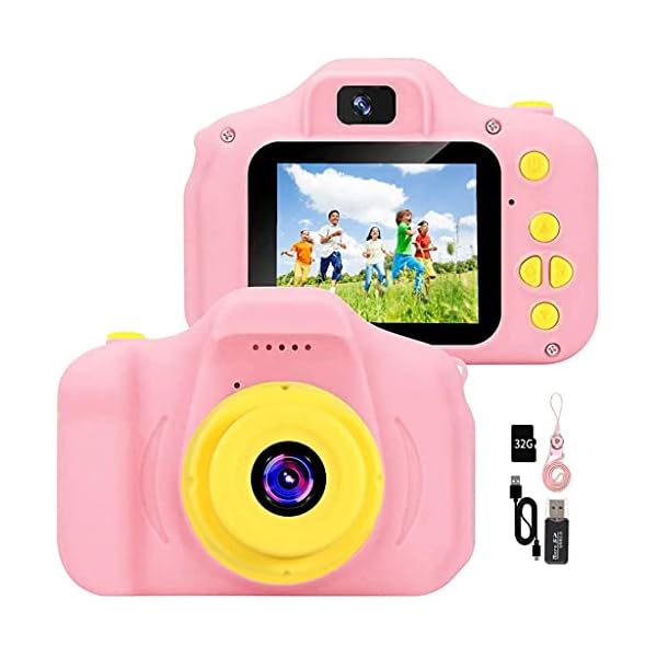 YunLone Kamera für Kinder, 12 MP, Selfie, Digitalkamera, 1080p, HD, Videokamera, 32 GB, TF-Karte, Transportkoffer…