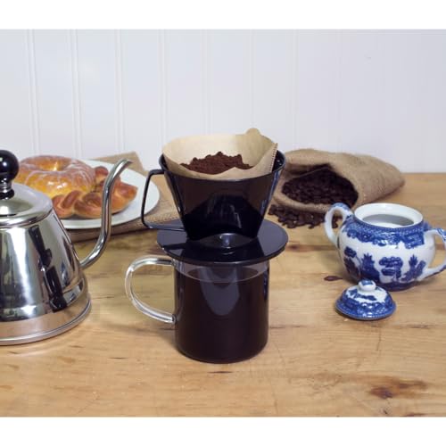 image for Fino Pour-Over Coffee Brewing Filter Cone, Number 1-Size, Black, Brews