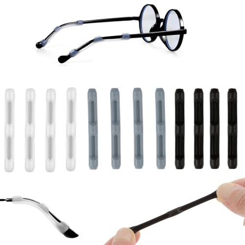 Lot de 8 Paires de Manchons Antidérapants en Silicone pour Branches de Lunettes Manchons Confort pour Lunettes de Lecture, Lunettes de Soleil et Lunettes de...