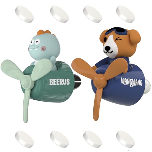 Image of 2 Pcs Pilot Car Air Fresheners, Cute Dog Car Vent Clip Air Freshener with 8 Fragrant Tablets Automotive Air Outlet Fan Diffuser, Automotive Interiors Vent Decoration (Dog+Dino)