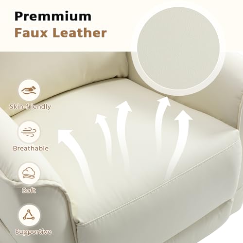 Image of HAOMARKETS Swivel Rocker Recliner Chair Set of 2, Manual Faux Leather Glider Rocking Recliners for Adults, 360 Swivel Nursery Reclining Sofa with Storage Pocket
