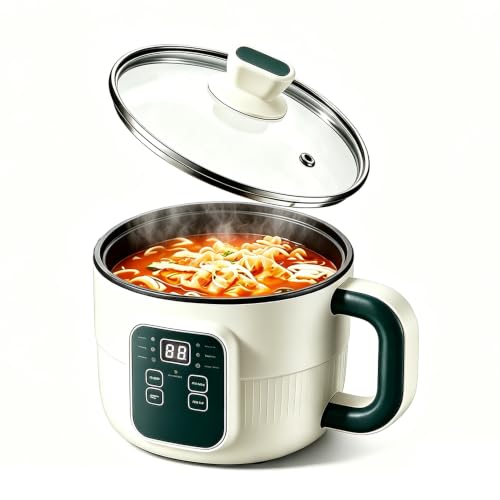 Timable Electric Hot Pot, Non-stick Peel-resistant Design Cooker with 6 Modes, Dry Boil & Overheat Protection Compact Portable Small for Dorm Office Single Household