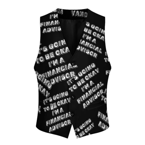It's Going to Be Okay I'm A Financial Advisor Casual Suit Vest for Men Formal Business Dress Regular Fit Waistcoat Tuxedo3