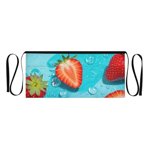 FASHON&FASCIN Server Apron with Pockets Waist Aprons Half Waitress Apron Strawberry Print for Gardening Restaurant,Multi17