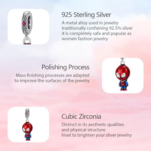 Tbyhr Red Spider Boy Charms For Bracelets Necklaces 925 Sterling Silver With 5A Cubic Zirconia Valentine'S Day Mother'S Day Jewelry Gift For Womens Mom Daughter thumb #2