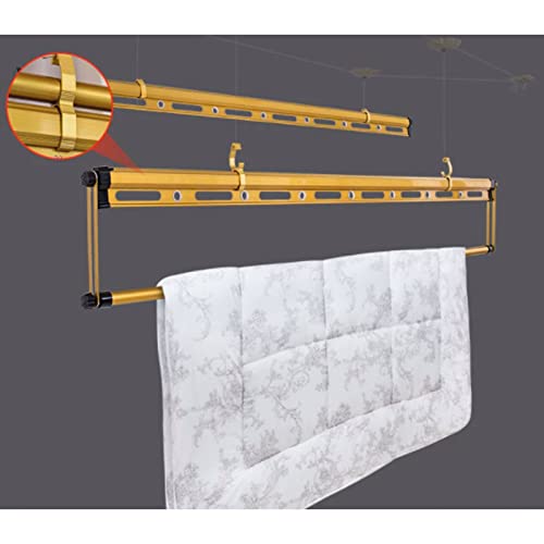 Tendedero de techo de aluminio dorado de 3 barras regulable de 200 cm 7