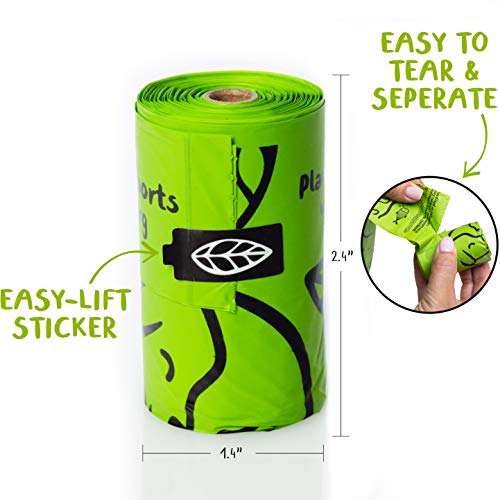 PLANET POOP Home Compostable Dog Poop Bags Extra-Long with Handles 60 Un-Scented Pet Waste Bags Plastic Free, Thick Leakproof Plant-Based Doggy Bag, Cats & Dogs Pet Supplies
