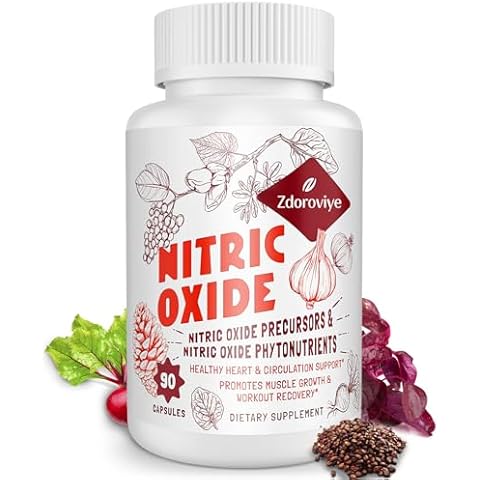 Zdoroviye Nitric Oxide Supplement for Men, 2,255mg Per Serving – 13 in 1 Nitric Oxide Precursor & Nitric Oxide Phytonutrients Complex for Heart, Immune - 90 Capsules (1 Pack) Cover