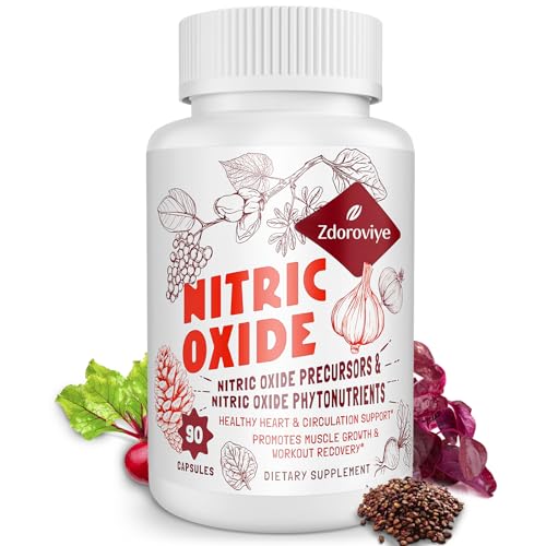 Zdoroviye Nitric Oxide Supplement for Men, 2,255mg Per Serving – 13 in 1 Nitric Oxide Precursor & Nitric Oxide Phytonutrients Complex with L-Arginine & L-Citrulline - 90 Capsules (1 Pack)