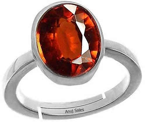 Anuj Sales Certified Unheated Untreated 7.25 Ratti 6.25 Carat Hessonite Garnet Gomed Stone Siloni Silver Adjustable Ring Loose Gemstone for Man and Woman (B08TF8KHDB) Amazon Price History, Amazon Price Tracker
