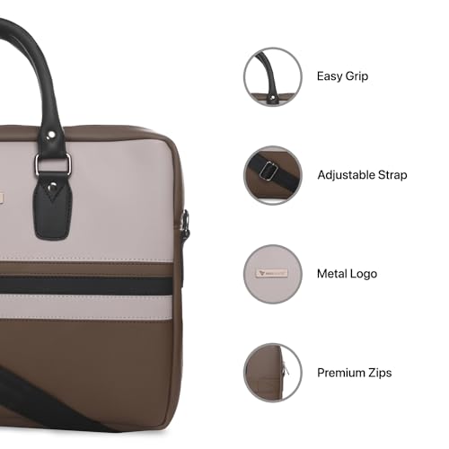 Image of Vaku Luxos MILAN 14 Inch Laptop Bag Leather Collection Messenger Organizer Shoulder Sling Office Bag for Men & Women With Adjustable Strap for Laptop and MacBook up to 14 inch