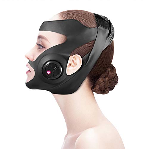 BEAUTTO Mascarilla Adelgazante Facial, EMS Dispositivo de Estiramiento Facial Cara V Lifting de Mejillas Mentón Hundido los Músculos Faciales Masajeador contra la Papada Anti-envejecimiento Carga USB