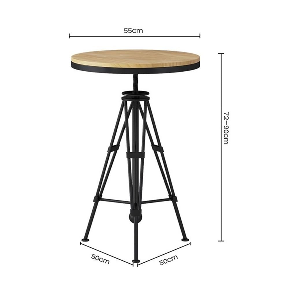 Table de Bar Table de Bar Ronde à Pieds Hauts en Fer Loisirs, Table réglable Hauteur avec comptoir Bois
