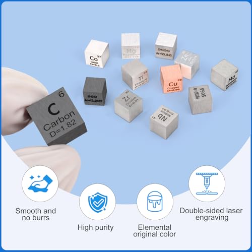Image of 0.39 inch Carbon Element Cube 10MM Density Cubes 99.9% High Purity, Periodic Table of Elements Collection for Element Collections Hobbies, Pure Carbon Cube(C 0.39 Inch)