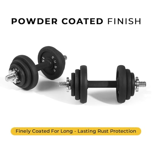 Image of The Cube Club Adjustable Cast Iron Dumbbell Sets with Portable Packing Box 2In1 Dumbbells Barbell with Connecting Rod,50kg Home Gym Training Free Weight Set for Men & Women