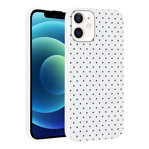 Yirlbey Verano Funda para iPhone 12 Mini 5,4'', Negro Polka Dot Diseño Aesthetic Carcasa, Ultra Fina Suave Blanco Silicona Antigolpes Protector TPU Bumper Case para Mujer, Lunares
