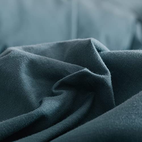 Mwl Toy Duvet Cover Queen Size (90X90 Inch), Jersey Knit Cotton Queen Duvet Cover, 3 Pcs (1 Solid Color Duvet Cover, 2 Pillowcases) Ultra Soft Bedding Set For All Seasons (Cerulean Blue) #TOP5