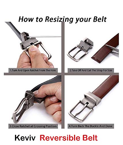 Image of Keviv PU-Leather Formal, Casual & Reversible Belts For Men (Black /Brown) (GB-)
