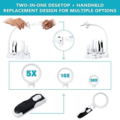 Loupe de Bureau Loupe avec lumière LED Outils matériels de Base Robustes de Haute clarté Durable pour Les travaux rapprochés Loupes de Lecture Interesting