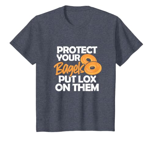Bagel Funny Protect Your Bagels Put Lox On Them T-Shirt, Youth, Heather Blue, Small