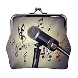 Impressions recto-verso uniques : le microphone avec impression note de musique sur les deux côtés, donnant à votre mini portefeuille un look unique. Les designs accrocheurs en font un accessoire chic, idéal pour ajouter du style à n'importe quelle tenue.