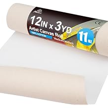 PHOENIX 12 Inch Wide x 3 Yard 9 Feet Long Canvas Roll - 100% Cotton 11 Oz. Gesso Primed, Unstretched Professional Roll of Canvas for Oil & Acrylic Painting