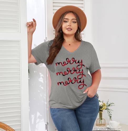 Image of ForHailey Women's Plus Size Short Sleeve Tee Shirt V Neck Basic Ladies Loose Fit T Shirt 1X-5X
