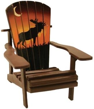 Adirondack Chair Miniature Replica, Moose Sunset (Made of Wood) 6-inch