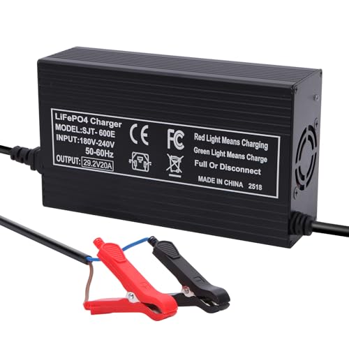 Chargeur LiFePO4 29,2 V 20A automatique à double ventilateur pour batteries lithium