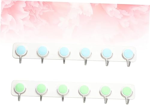 Miniatura 2 de Colgador de llaves autoadhesivo para pared, gancho de fila reversible, 6 ganchos, estante de almacenamiento, color aleatorio