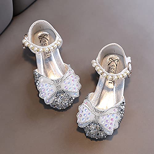 Fashion Spring and Summer Kids Dance Shoes Girls Dress Performance Rhinestone Pearl Bow Princess Shoes4