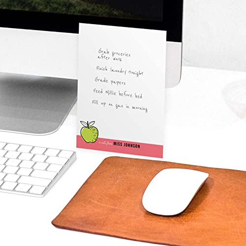 Modern Personalized Teacher Sticky Note Pads / 4\" x 6\" Repositionable Trendy Apple Sticky Notes / 50 Sheets Per Pad Set of 3 / Made in USA