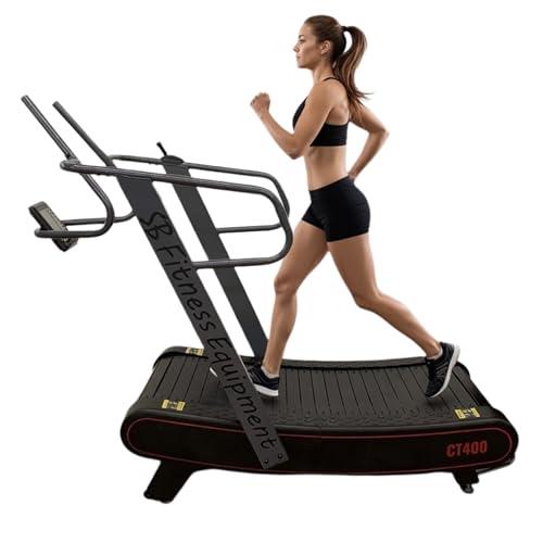 Image of SB Fitness Equipment CT400 Self Generated Curved Commercial Exercise Workout Treadmill with 3 Resistance Levels and Front Digital Display