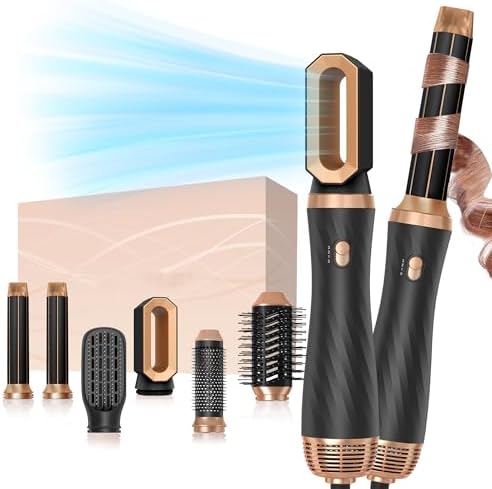 6 in 1 Blow Dryer Brush, Detachable Hair Dryer Brush Air Curler A...