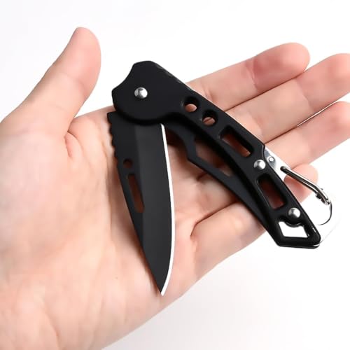 Image of Folding Utility Cutter, Stainless Steel Multipurpose Cutting Tool for Packaging, Carton Opening, Fruit & Vegetable Preparation, Craft, Office and Household Use (BLACK CARBON)