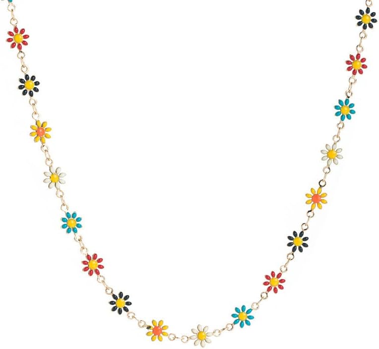 Miniatura 4 de Collar de margaritas y pulsera para mujer, gargantilla de margarita esmaltada bohemia, hecha a mano, margarita dorada, girasol, margarita,