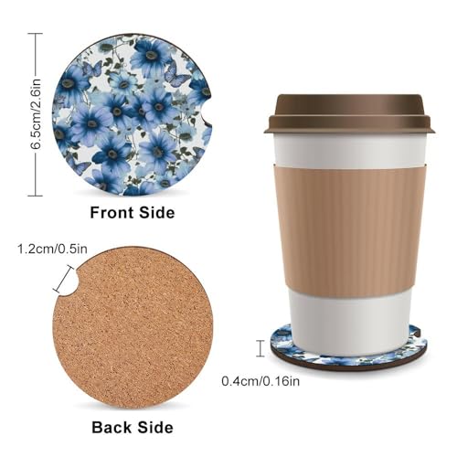 Posavasos para portavasos de auto azul flor de margarita, pack 2 miniatura 2