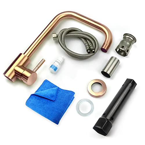 Robinet mitigeur d'évier or rose en acier inoxydable luxe