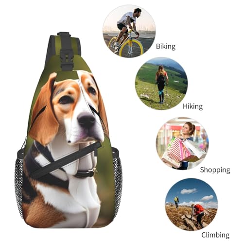 Mochila cruzada con estampado Beagle para deporte y senderismo miniatura 6