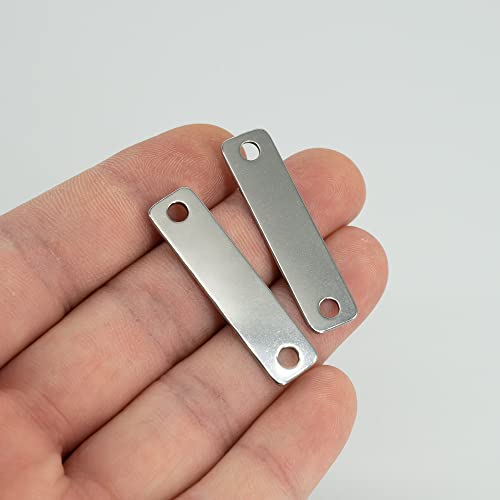 StayMax Metall-Gravurrohlinge, Stempelrohlinge, 304 Edelstahl, rechteckige Blanko-Tags mit 2 Löchern, 25 Stück, 4 cm x 1 cm
