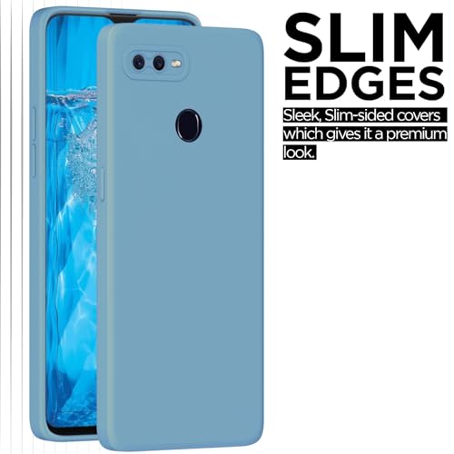 Image of Outlouders Back Cover for Oppo F9 / F9 Pro / A5 / A5S / A7 / A11K / A12 / Realme 2 /2 Pro / U1 | Camera Protection | Durable Soft Matte Silicone Bumper Case (Aqua Blue)