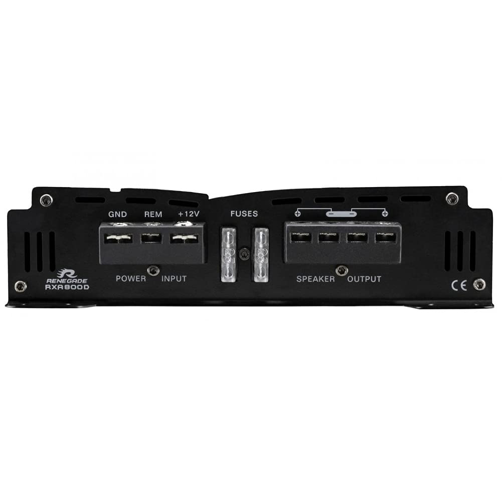 1 amplificador mono RENEGADE RXA800D RXA 800 D 1 canal clase d 400 vatios rms 800 vatios máx con bass boost específico para subwoofer, 1 pieza
