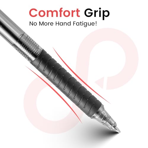 Image of Sooez 75 Pack Pens Bulk, Ballpoint Pens with Soft Grip, Medium Point 1.0mm | Retractable Black Ink Pen, Smooth Writing, No Bleed, Note-Taking & Journaling, for Nurses Servers Teachers School Office