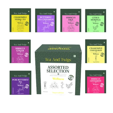 Tea And Twigs, Assortment Selection | 8 Varieties of Herbal Tea | Tea Variety Pack- 16 Teas Bags | Assorted Herbal Tea Gift Sets | Hibiscus | Butterfly Pea | Chamomile | Moringa Tea (B0CYWZM8TB) Amazon Price History, Amazon Price Tracker